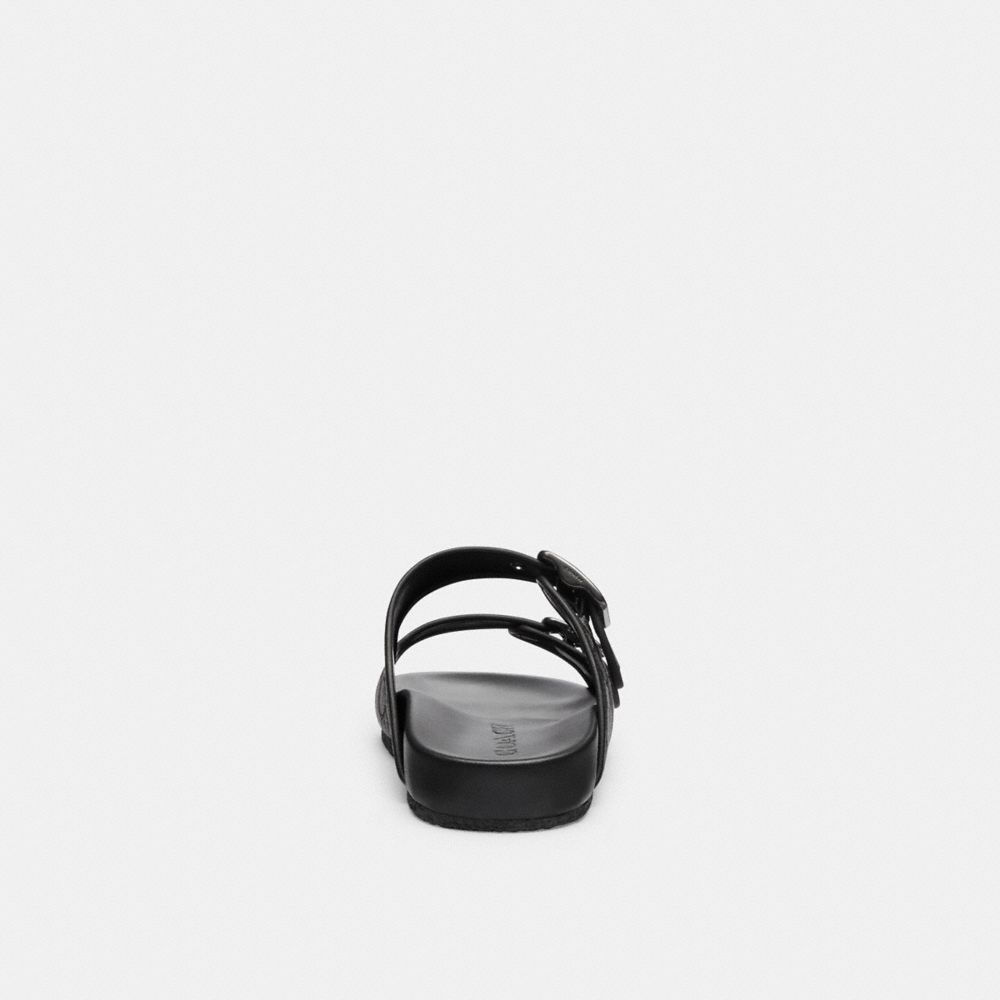 Black Men Coach Buckle Strap In Signature Jacquard Sandals | MY_CH74584