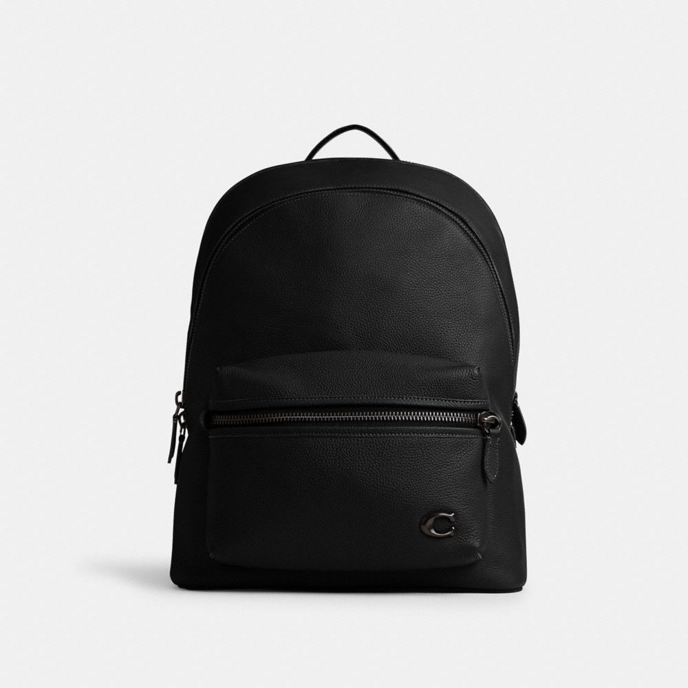 Black Men Coach Charter Polished Pebble Leather Backpacks | MY_CH83508