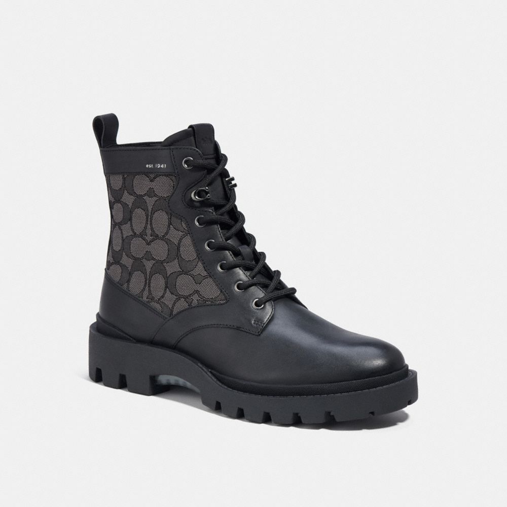 Black Men Coach Citysole Lace Up In Signature Jacquard Boots | MY_CH88186