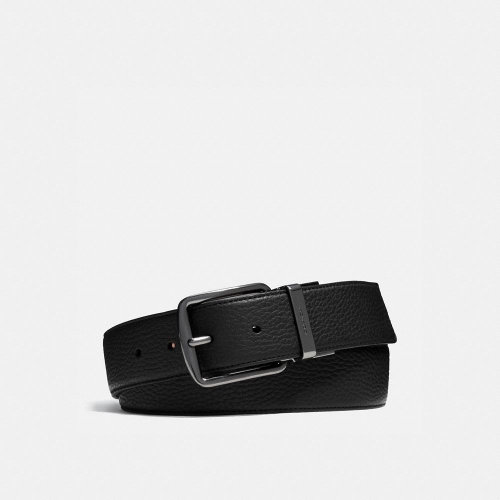 Black Men Coach Harness Buckle Cut To Size Reversible Belt 38 Mm Belts | MY_CH64844