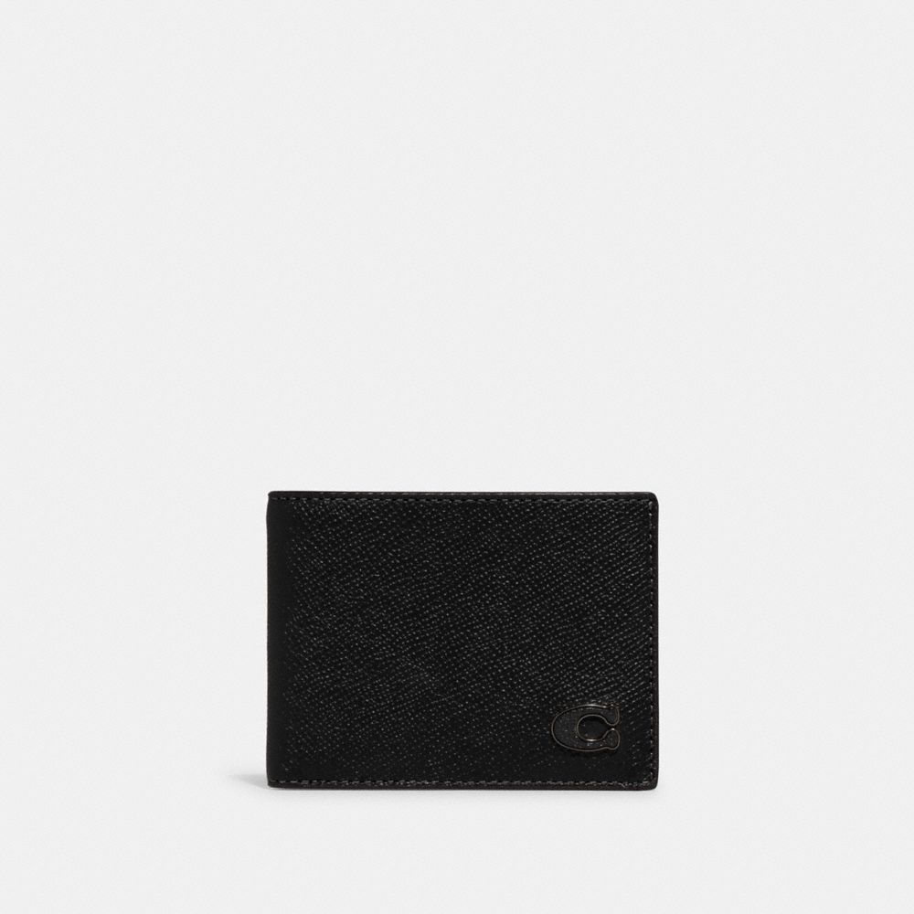 Black Men Coach Slim Billfold Wallet Crossgrain Leather Billfolds | MY_CH73024