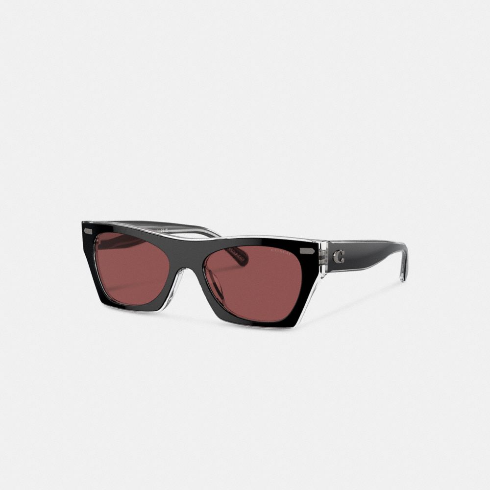 Black Women Coach Beveled Signature Square & Clear Sunglasses | MY_CH74171