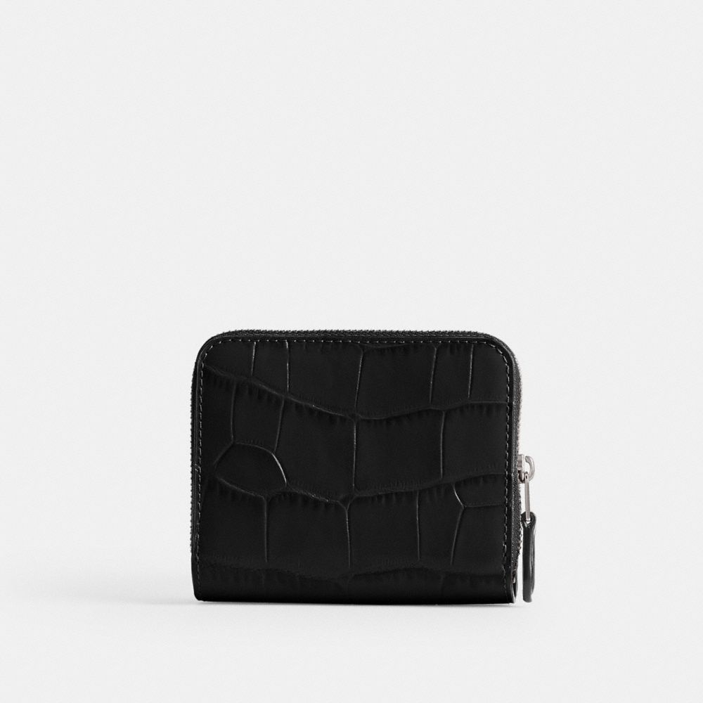 Black Women Coach Billfold Croc Embossed Leather Small Wallets | MY_CH22450