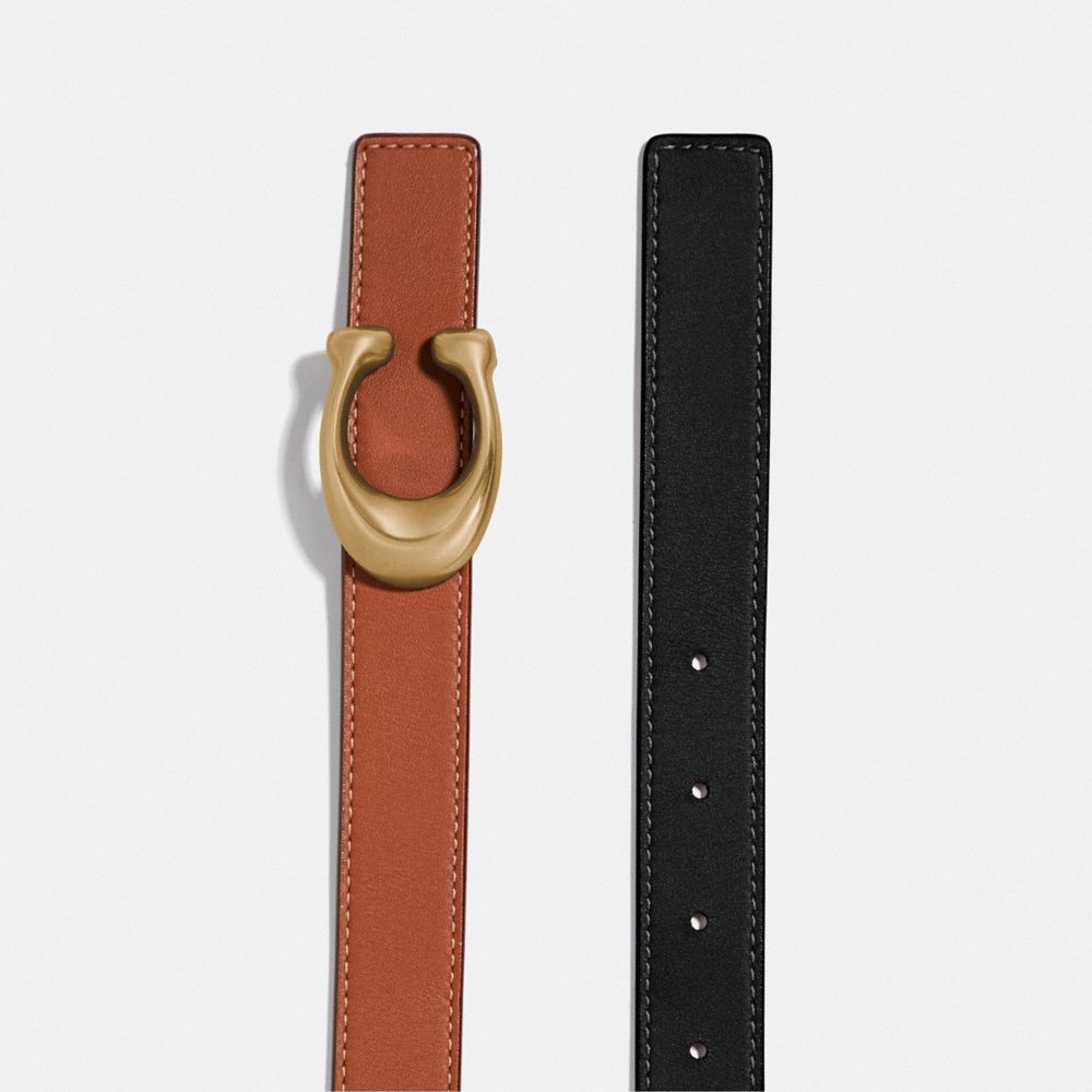 Black Women Coach C Hardware Reversible Belt 25 Mm Brass Belts | MY_CH10862