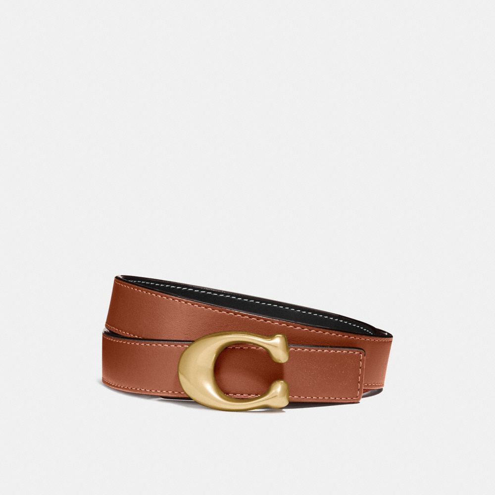 Black Women Coach C Hardware Reversible Belt 25 Mm Brass Belts | MY_CH10862