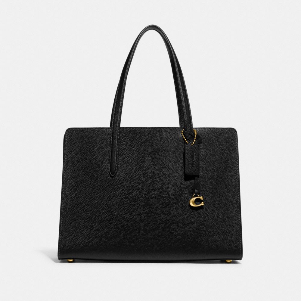 Black Women Coach Carter Polished Pebble Leather Handbag | MY_CH67420