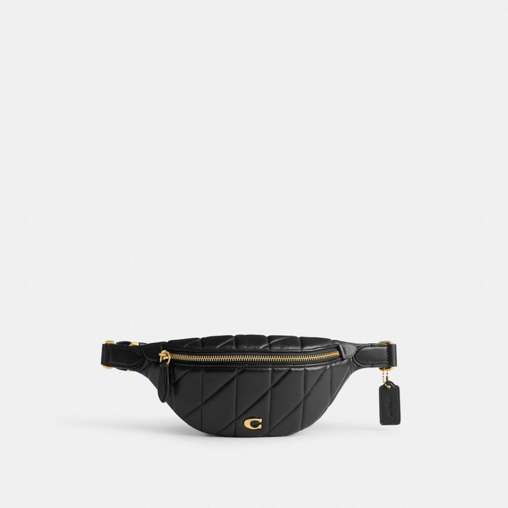 Black Women Coach Essential Belt With Pillow Quilting Brass Belt Bags | MY_CH30053