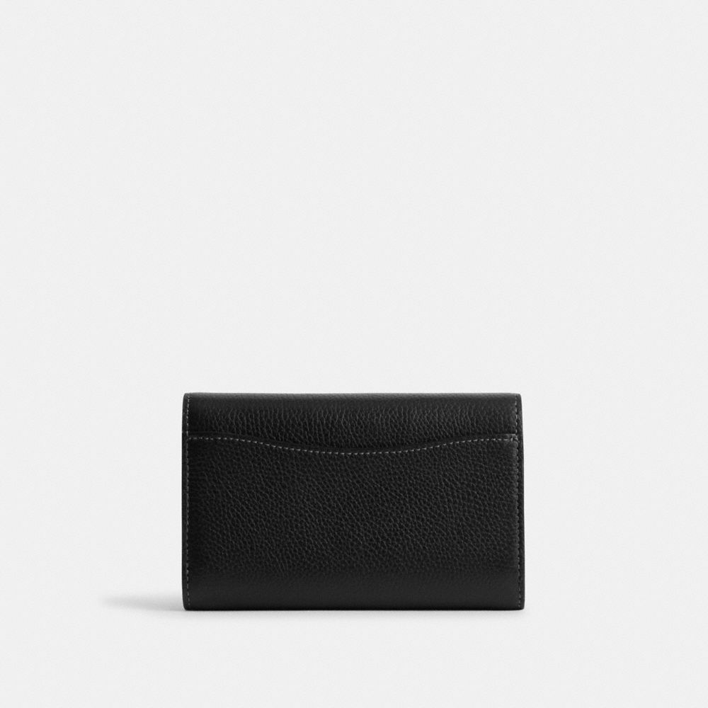 Black Women Coach Essential Medium Flap Brass Large Wallets | MY_CH62156