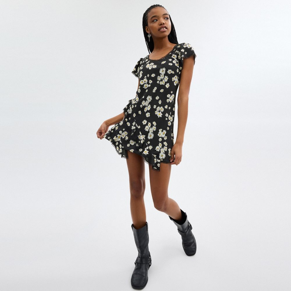 Black Women Coach Floral Mini Dress | MY_CH24744