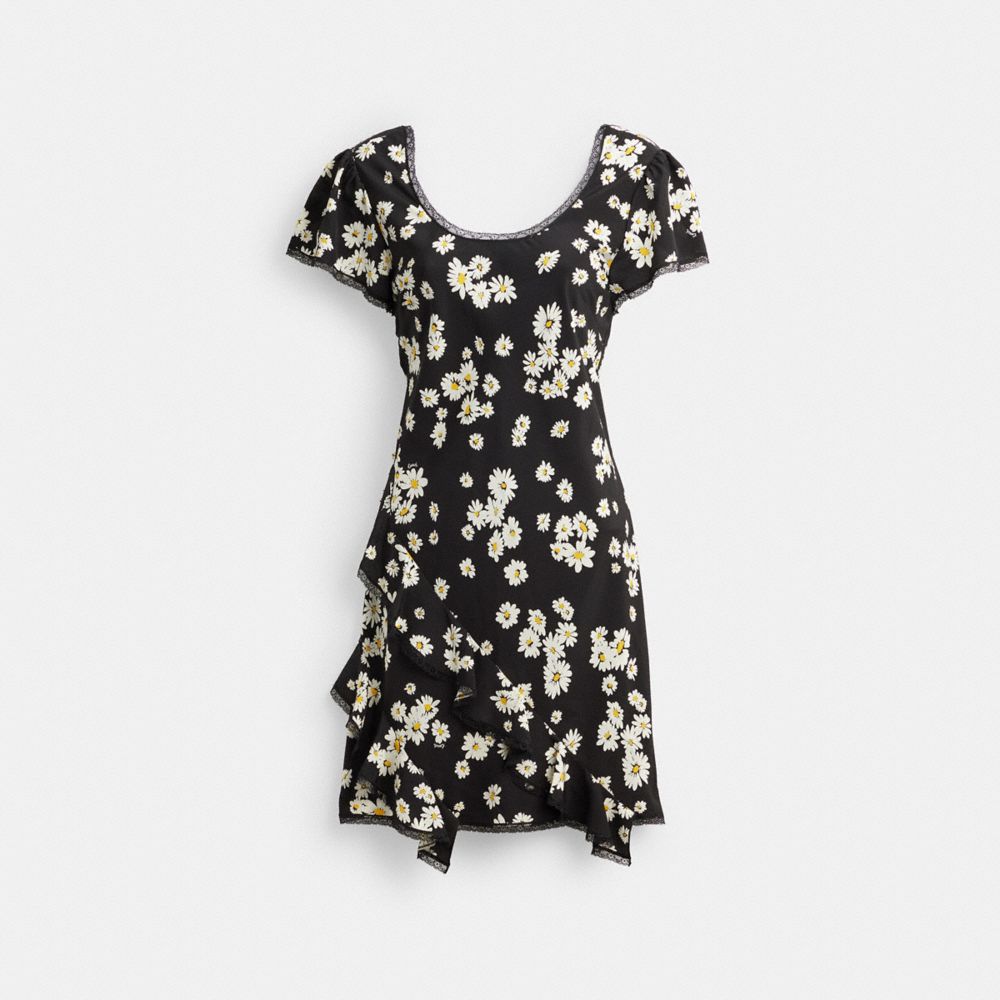 Black Women Coach Floral Mini Dress | MY_CH24744