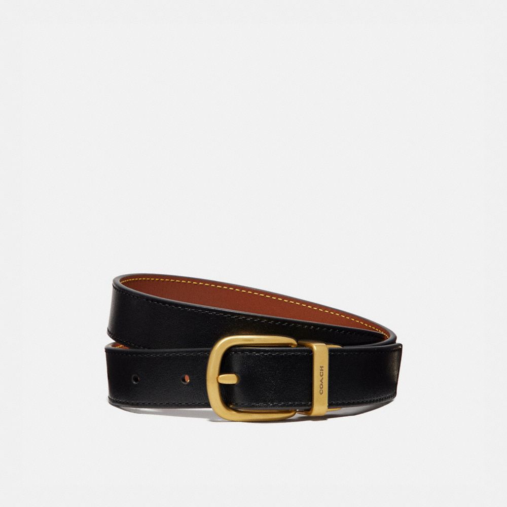 Black Women Coach Harness Buckle Reversible Belt 25 Mm Brass Belts | MY_CH44611