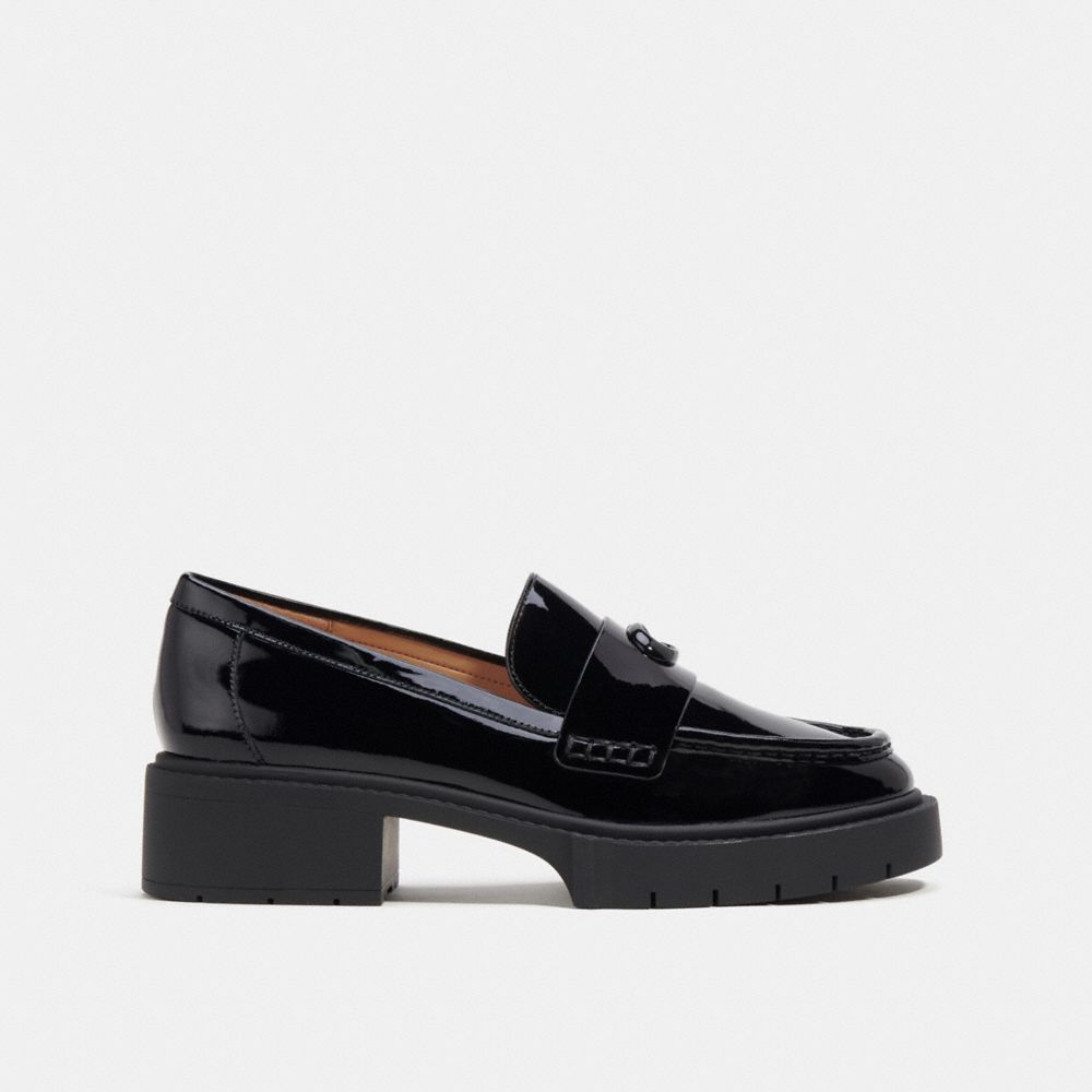 Black Women Coach Leah Leather Loafers | MY_CH61947