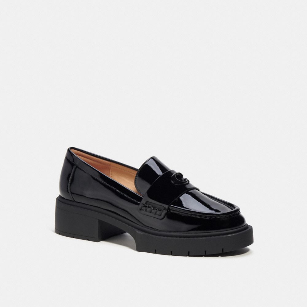 Black Women Coach Leah Leather Loafers | MY_CH61947