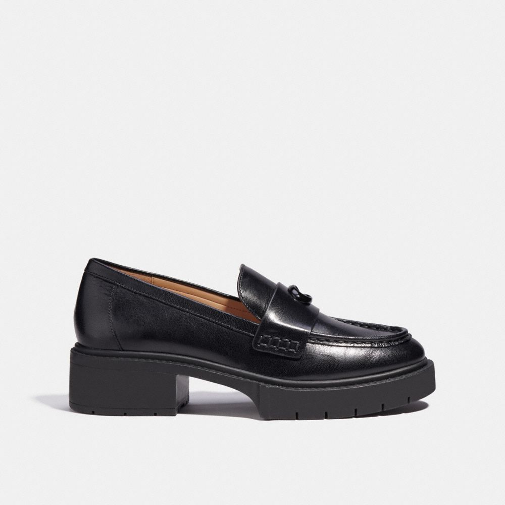 Black Women Coach Leah Leather Loafers | MY_CH70879