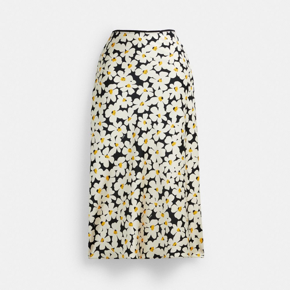 Black Women Coach Long Floral Midi Skirt | MY_CH93305