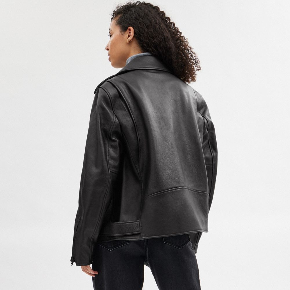 Black Women Coach Moto Jackets | MY_CH43604