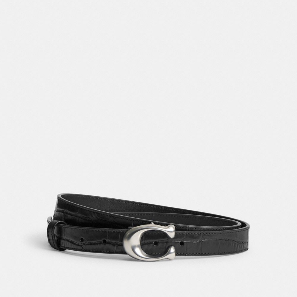 Black Women Coach Sculpted Signature Buckle Reversible Belt 25 Mm Belts | MY_CH96452