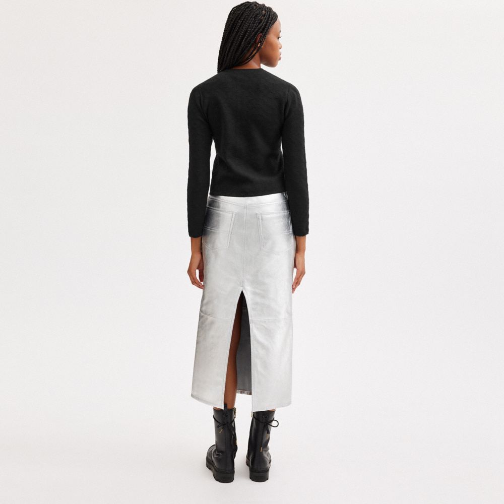 Black Women Coach Signature Knit Cropped Cardigan | MY_CH87865