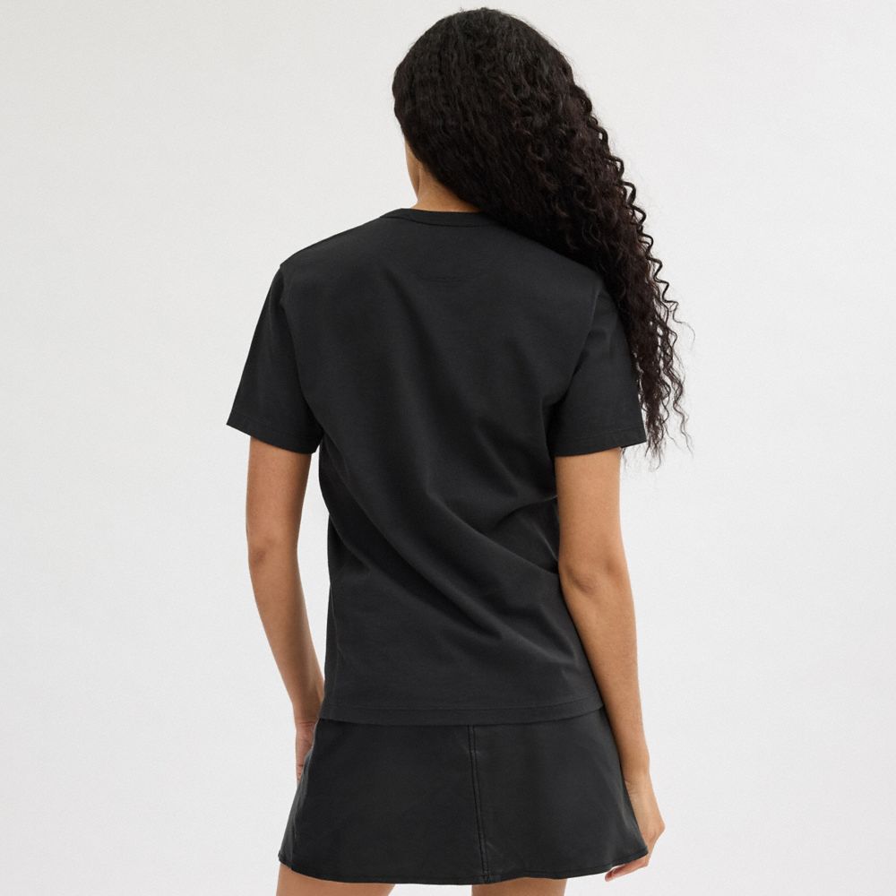 Black Women Coach Signature Square Kiss Print In Organic Cotton T Shirts | MY_CH76186