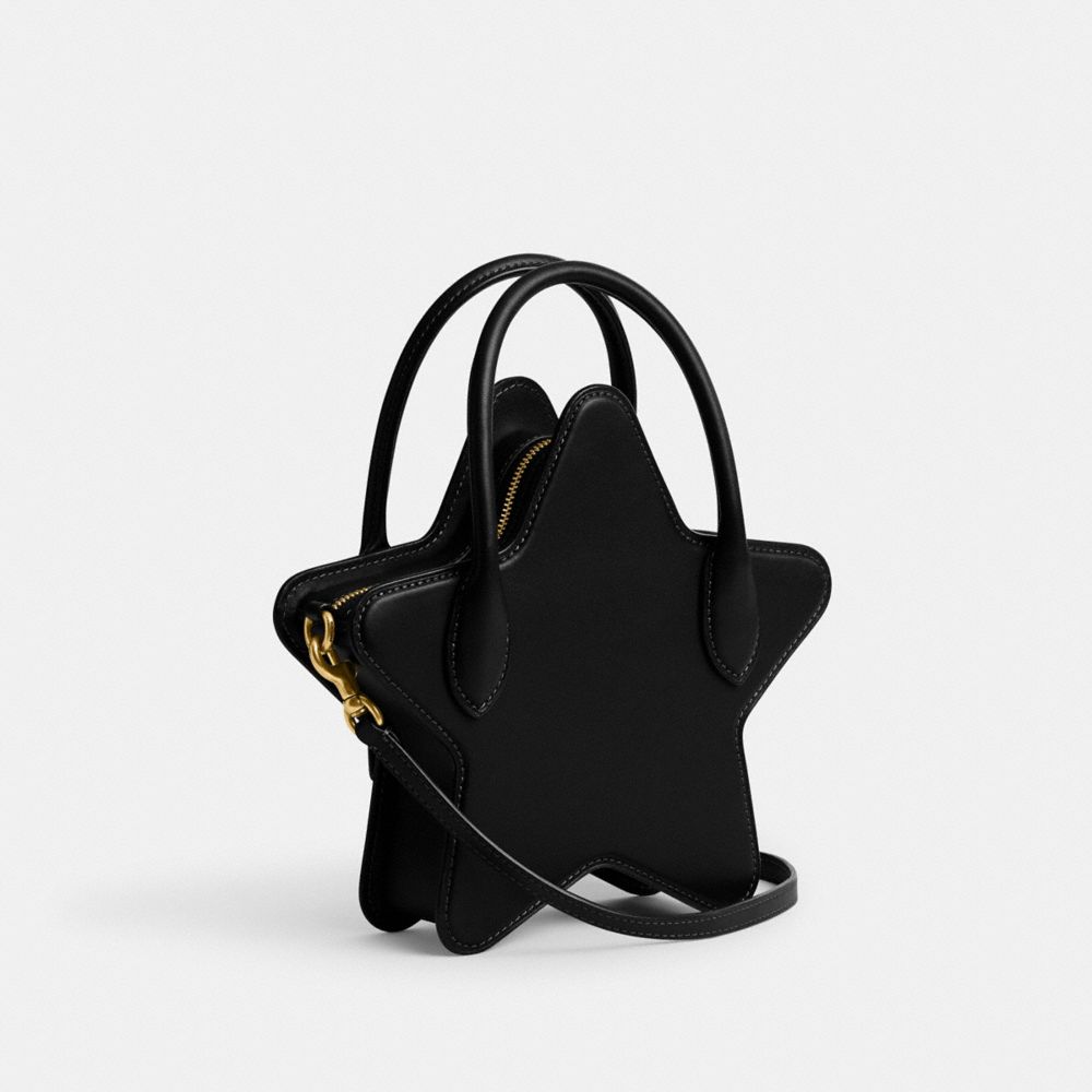 Black Women Coach Star In Regenerative Leather Brass Crossbody Bags | MY_CH58511