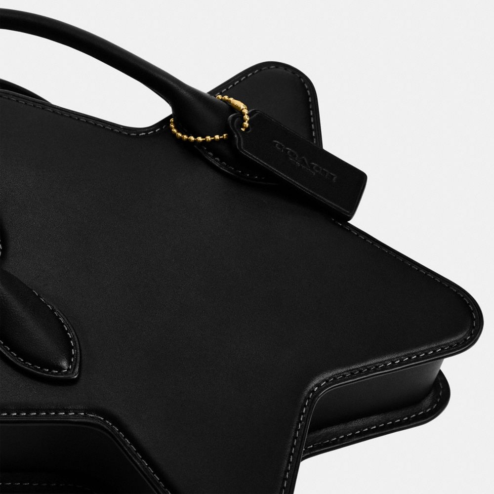 Black Women Coach Star In Regenerative Leather Brass Crossbody Bags | MY_CH58511