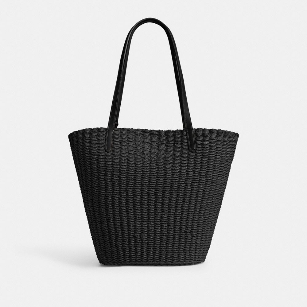 Black Women Coach Straw Tote Bag | MY_CH73603