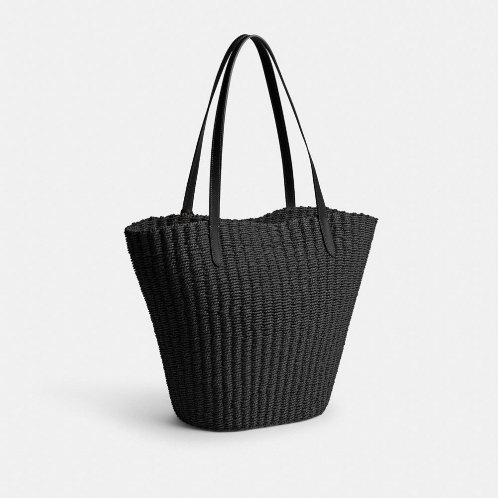 Black Women Coach Straw Tote Bag | MY_CH73603