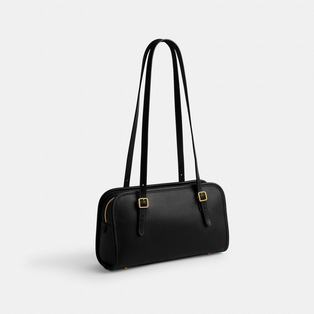 Black Women Coach Swing Zip Brass Shoulder Bags | MY_CH66696