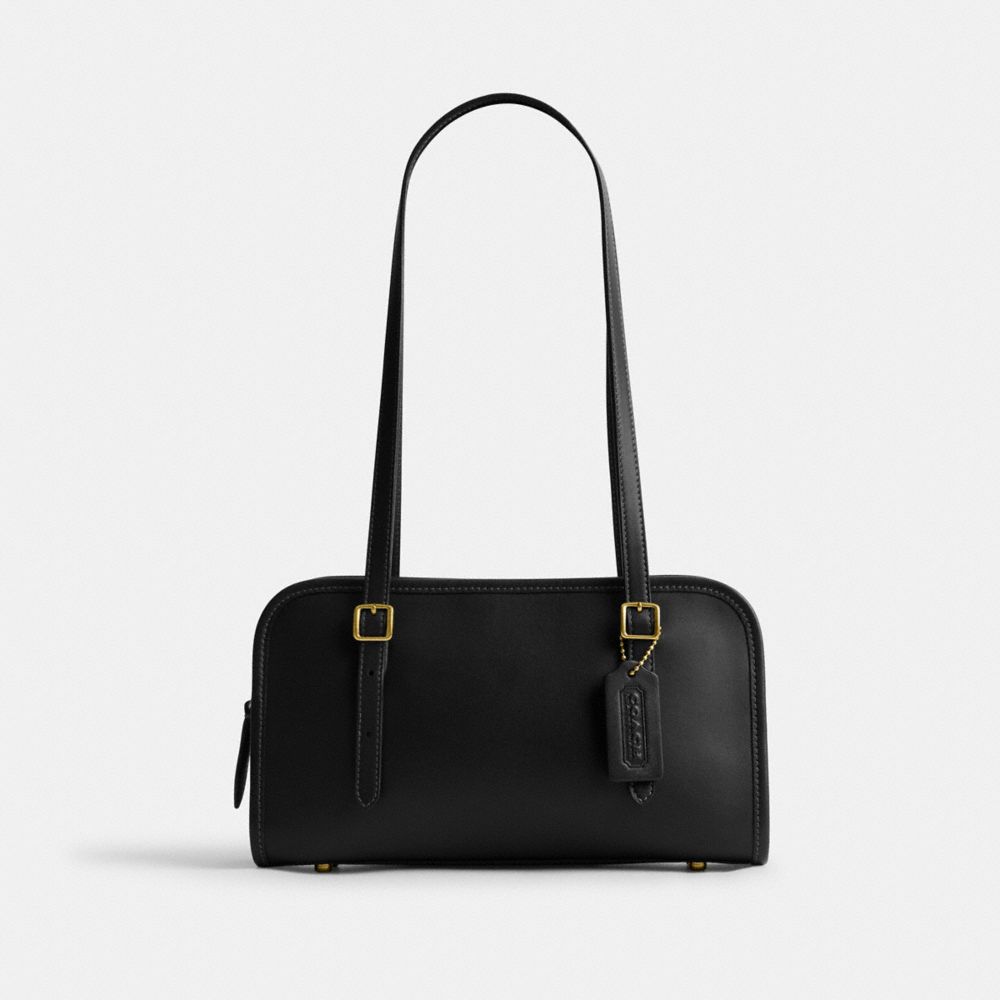 Black Women Coach Swing Zip Brass Shoulder Bags | MY_CH66696