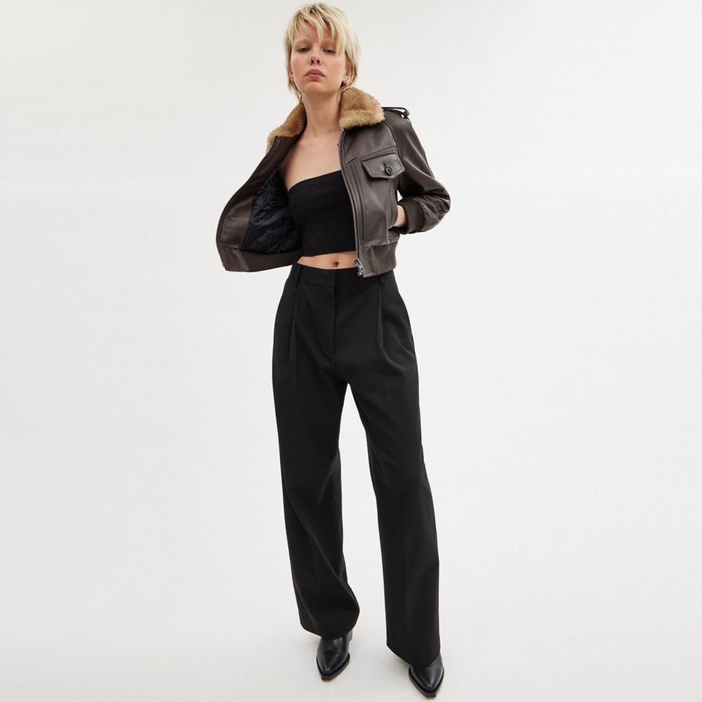 Black Women Coach Wide Leg Trousers | MY_CH72259