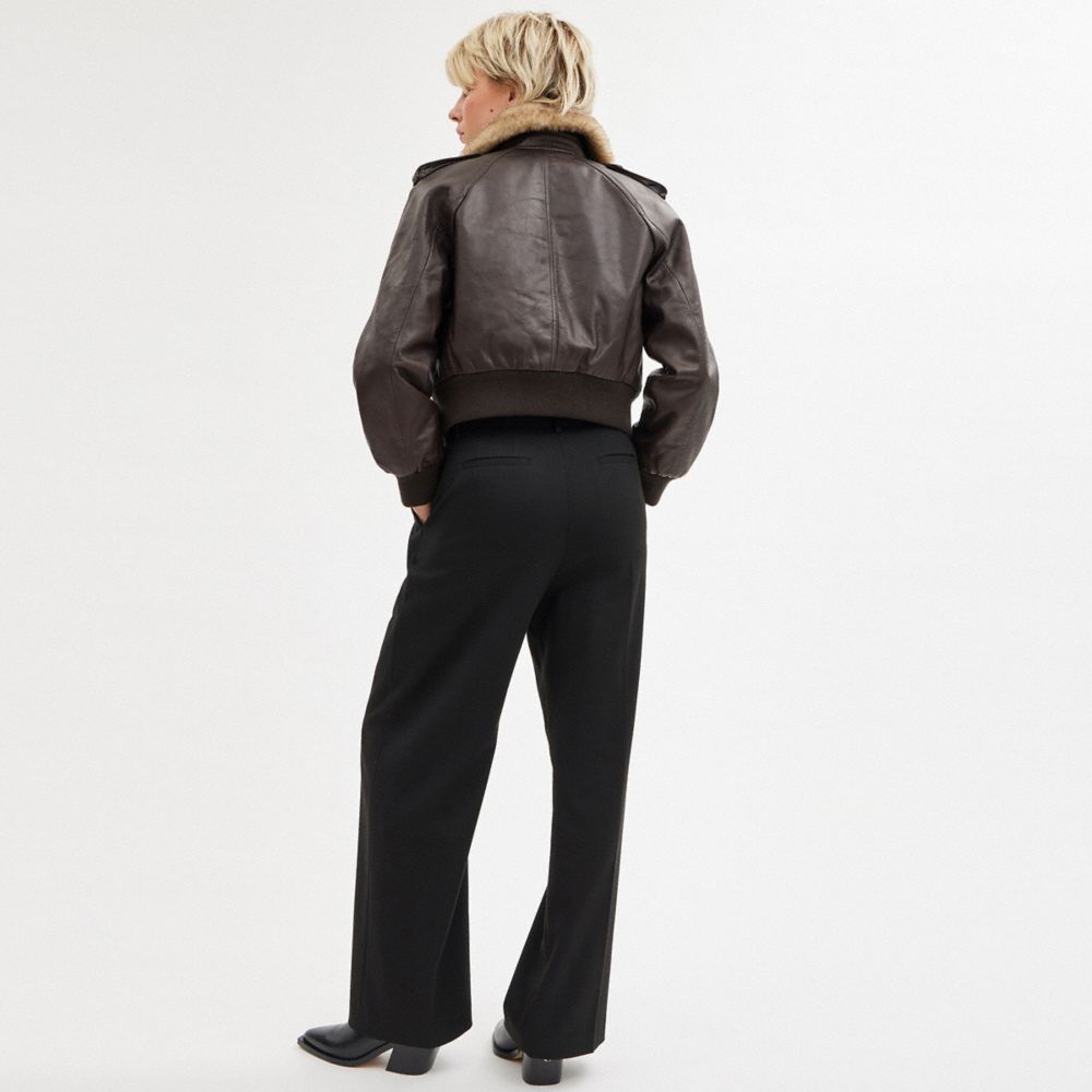 Black Women Coach Wide Leg Trousers | MY_CH72259