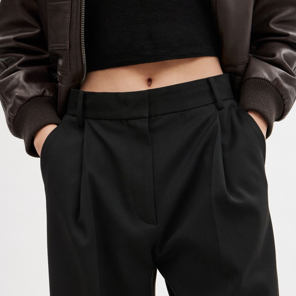 Black Women Coach Wide Leg Trousers | MY_CH72259