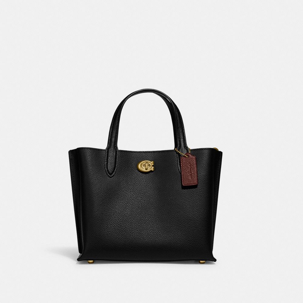 Black Women Coach Willow 24 Polished Pebble Leather Tote Bag | MY_CH84206