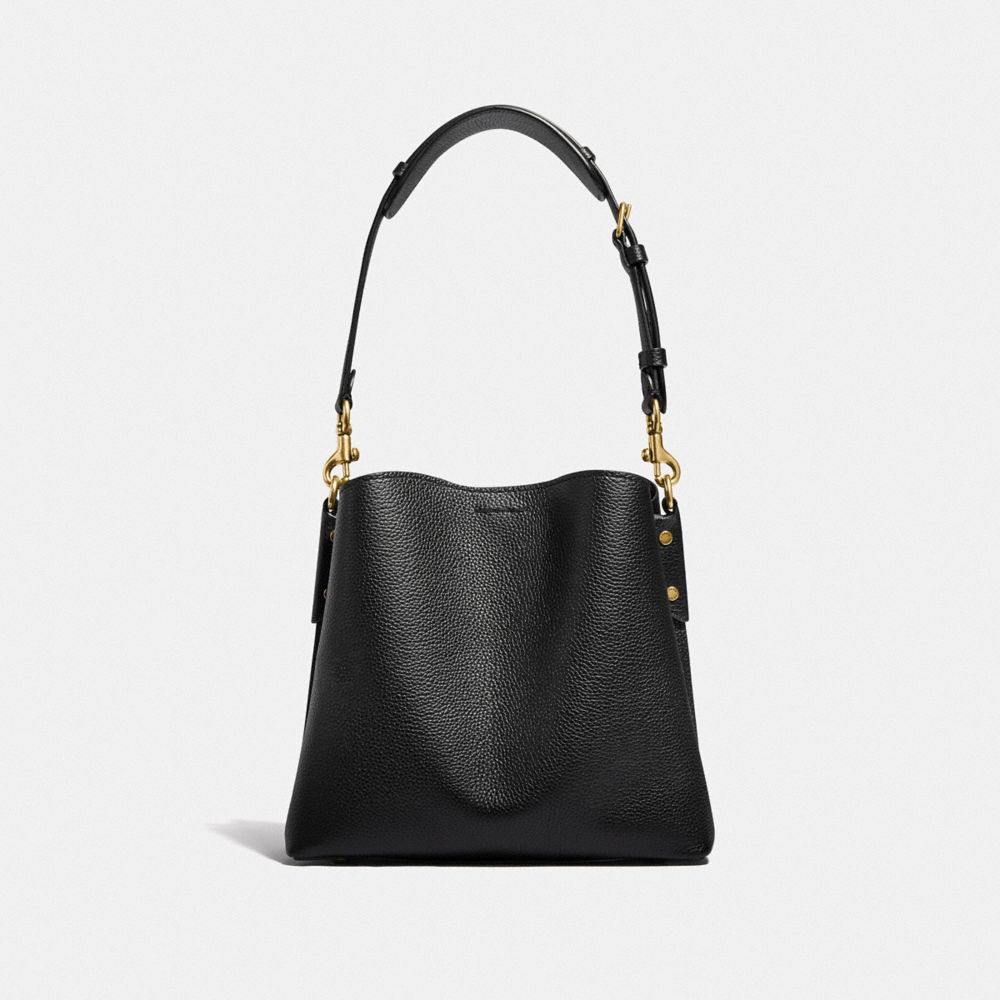 Black Women Coach Willow Bucket Pebble Leather Shoulder Bags | MY_CH31046