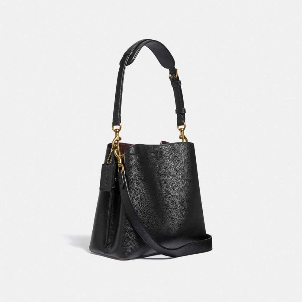 Black Women Coach Willow Bucket Pebble Leather Shoulder Bags | MY_CH31046