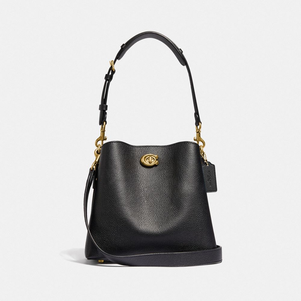 Black Women Coach Willow Bucket Pebble Leather Shoulder Bags | MY_CH31046