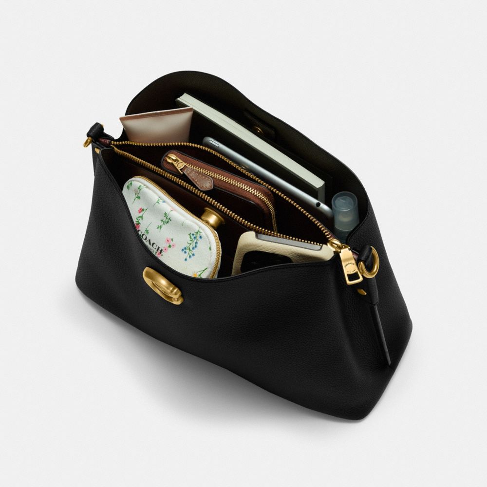 Black Women Coach Willow Pebble Leather Shoulder Bags | MY_CH46152