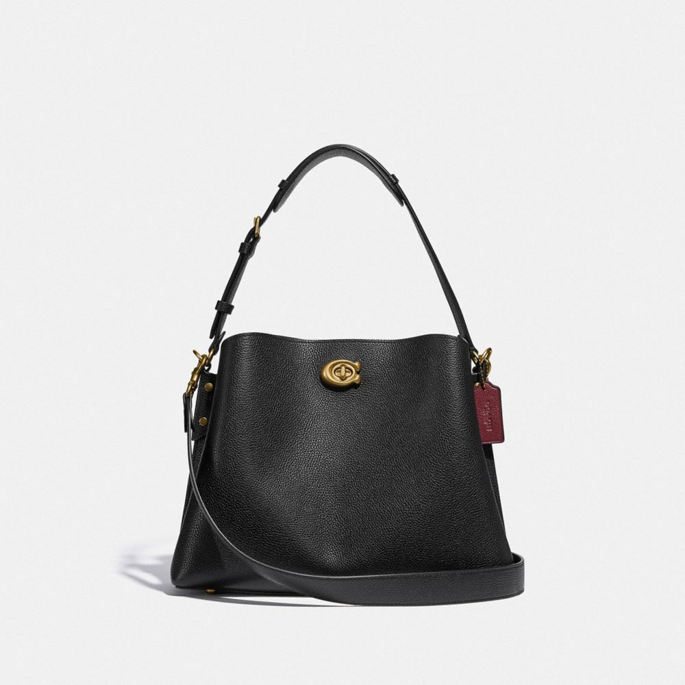 Black Women Coach Willow Pebble Leather Shoulder Bags | MY_CH46152