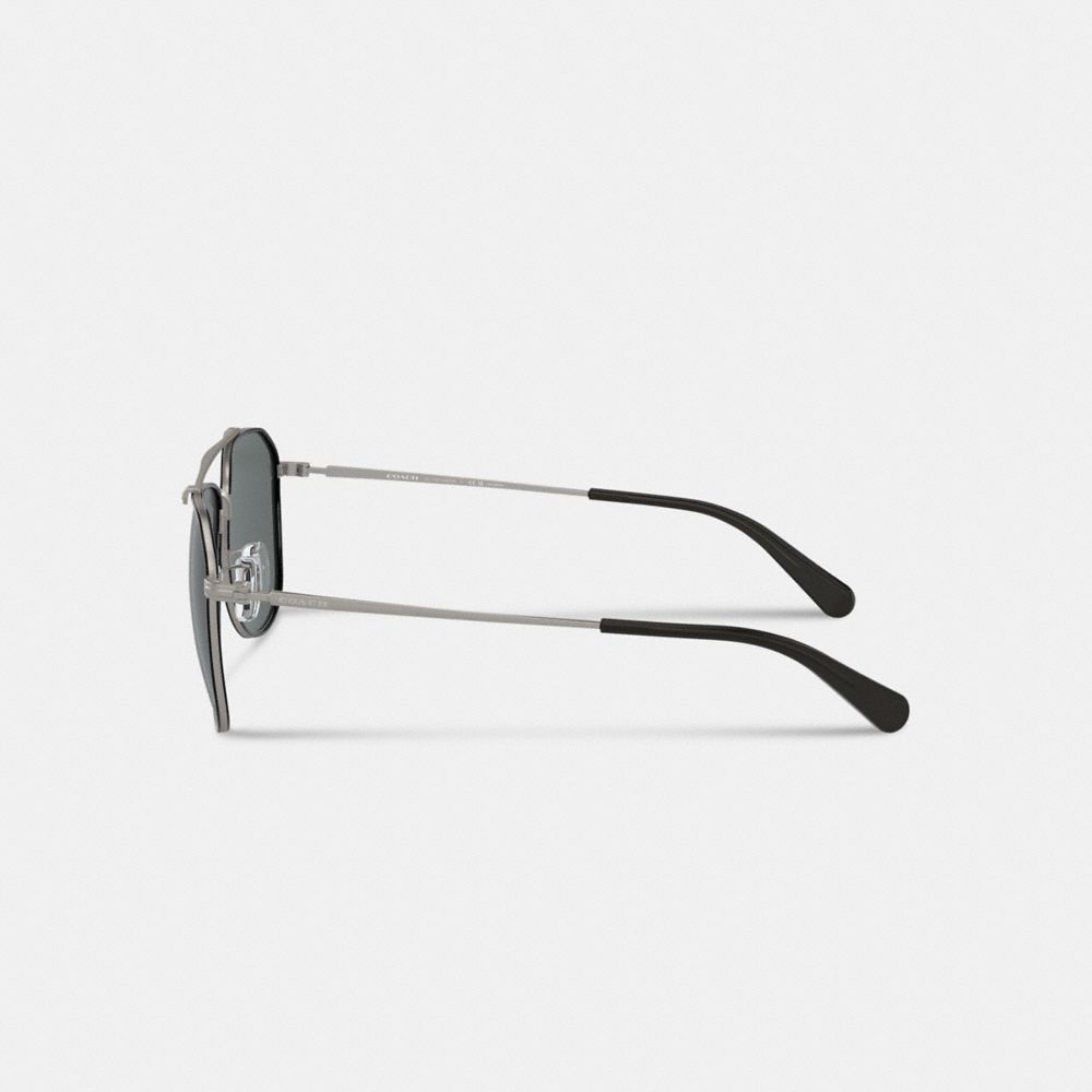 Black / Grey Men Coach Metal Windsor Pilot Sunglasses | MY_CH10659