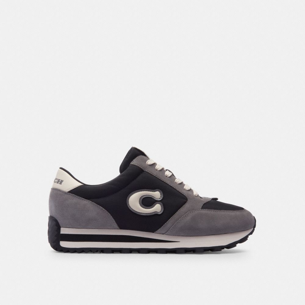 Black / Grey Men Coach Runner Sneakers | MY_CH54232