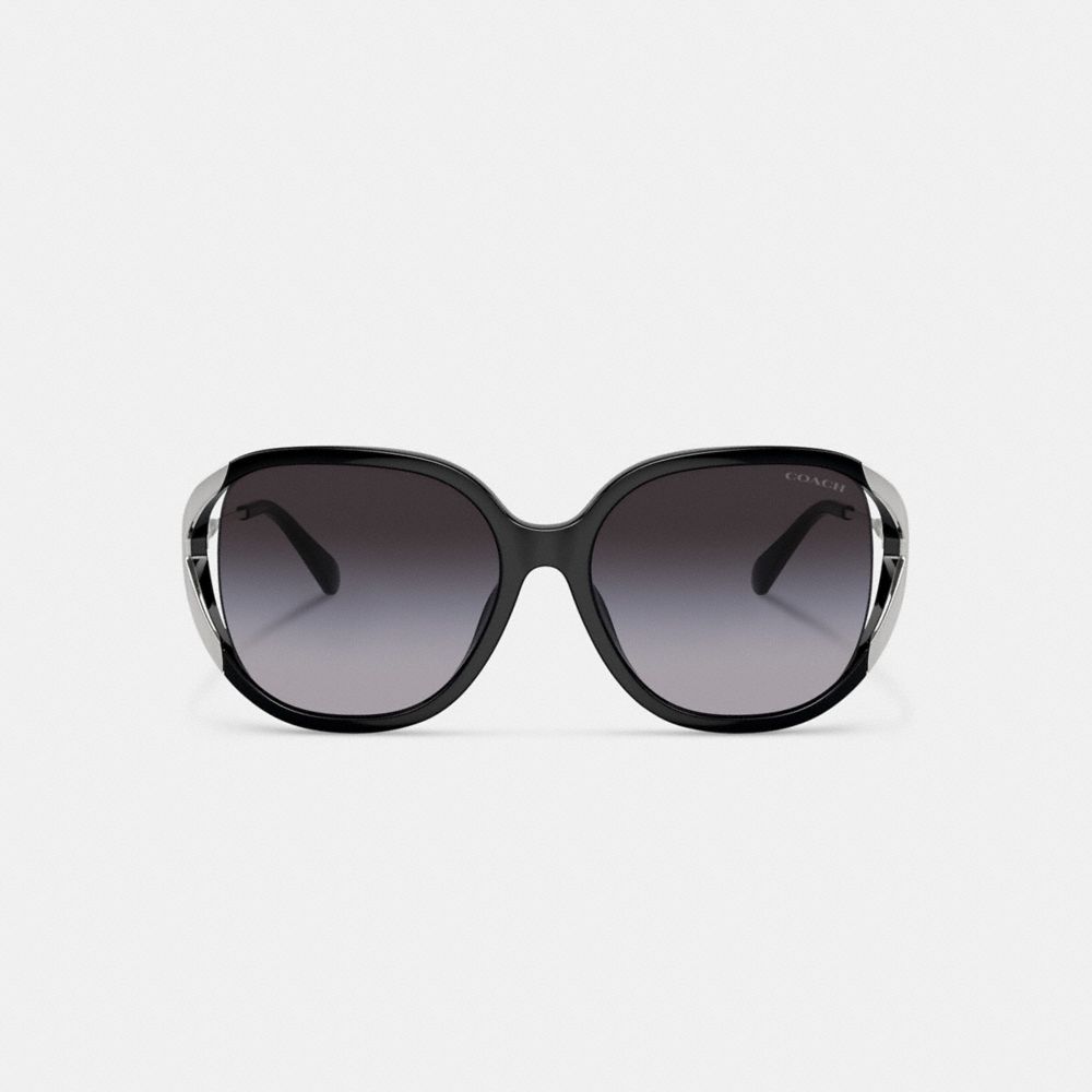 Black / Silver Women Coach Bandit Oversized Square Sunglasses | MY_CH60452