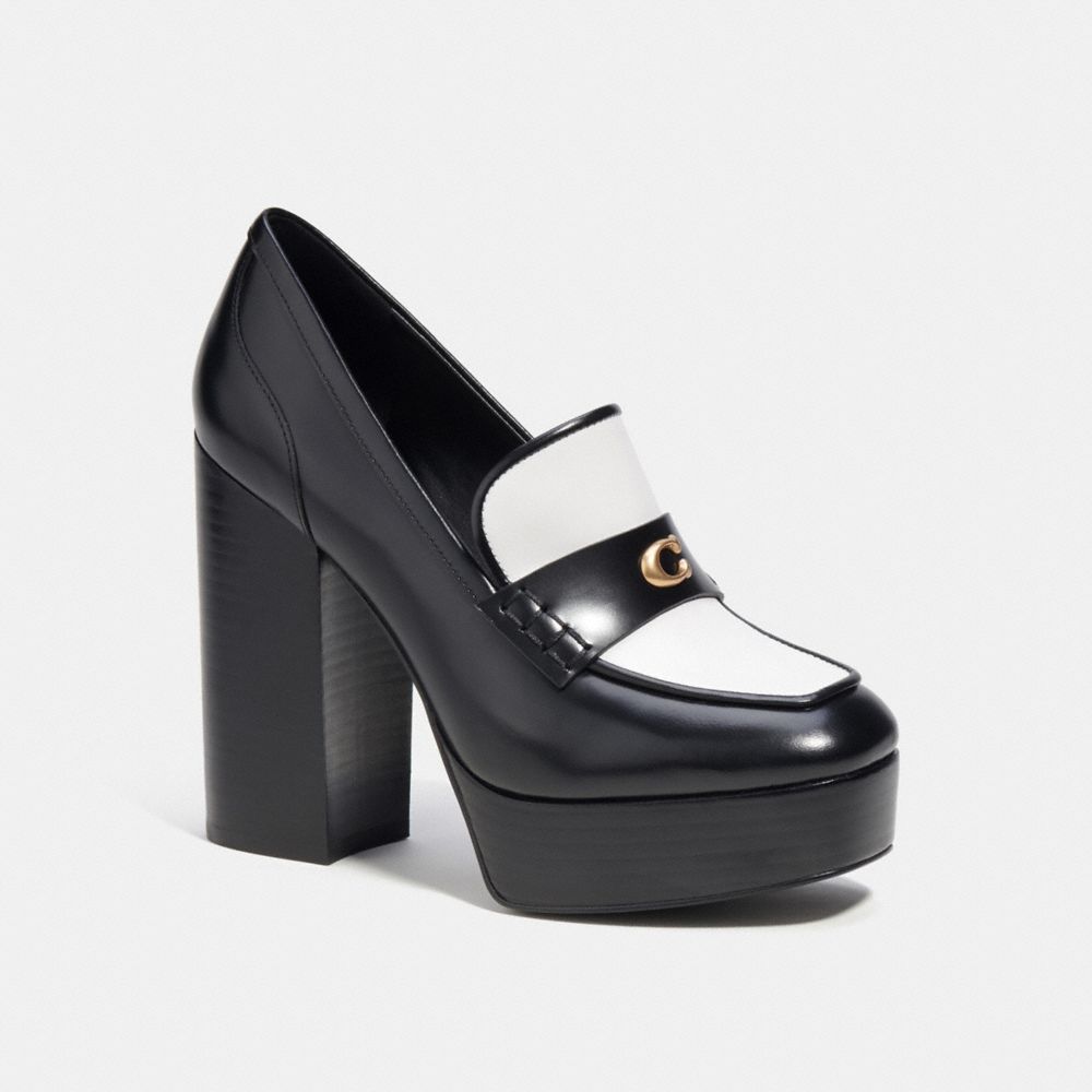 Black / White Women Coach Ilyse Platform Loafers | MY_CH59017