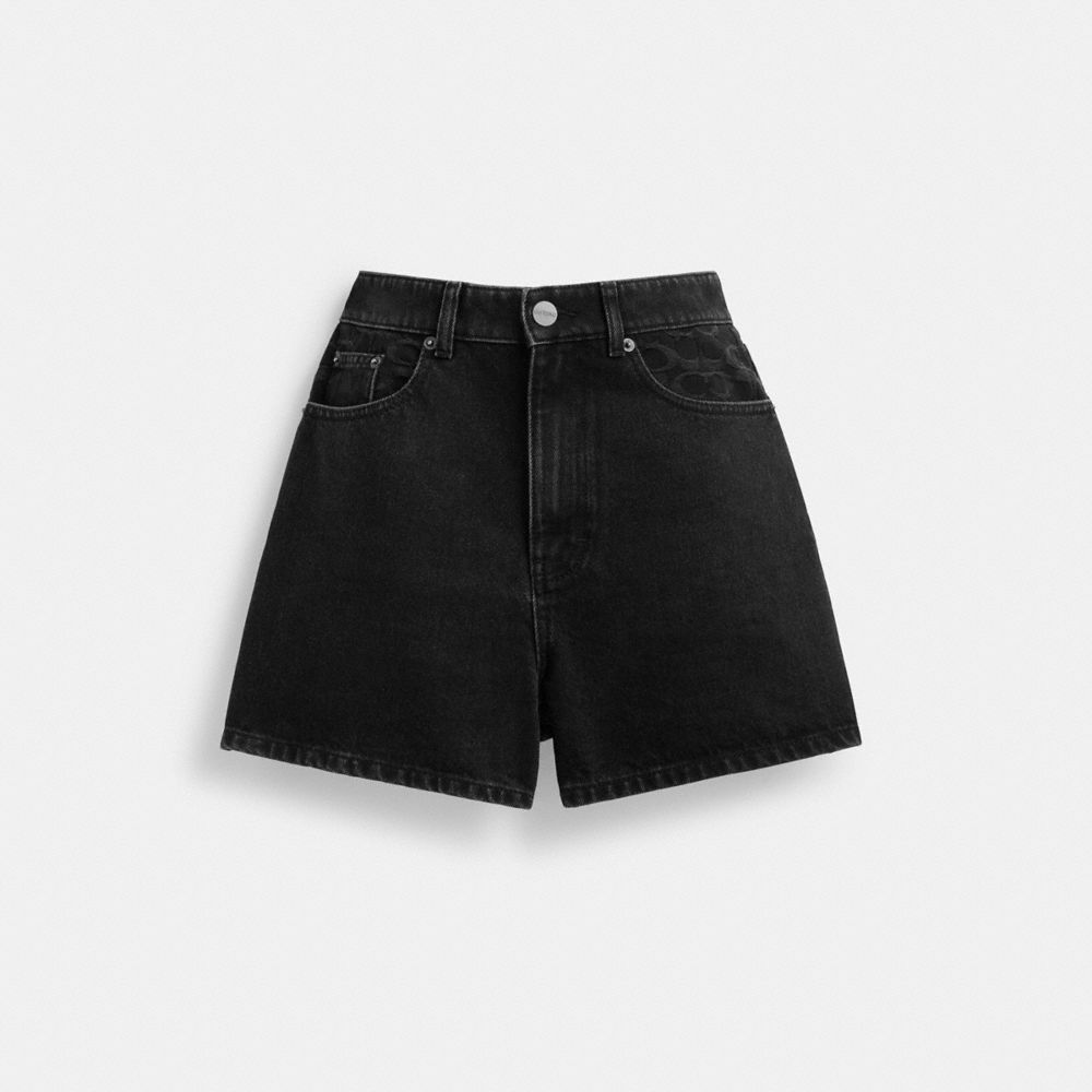 Blue Black Women Coach Denim Shorts In Organic Cotton Skirt | MY_CH69914