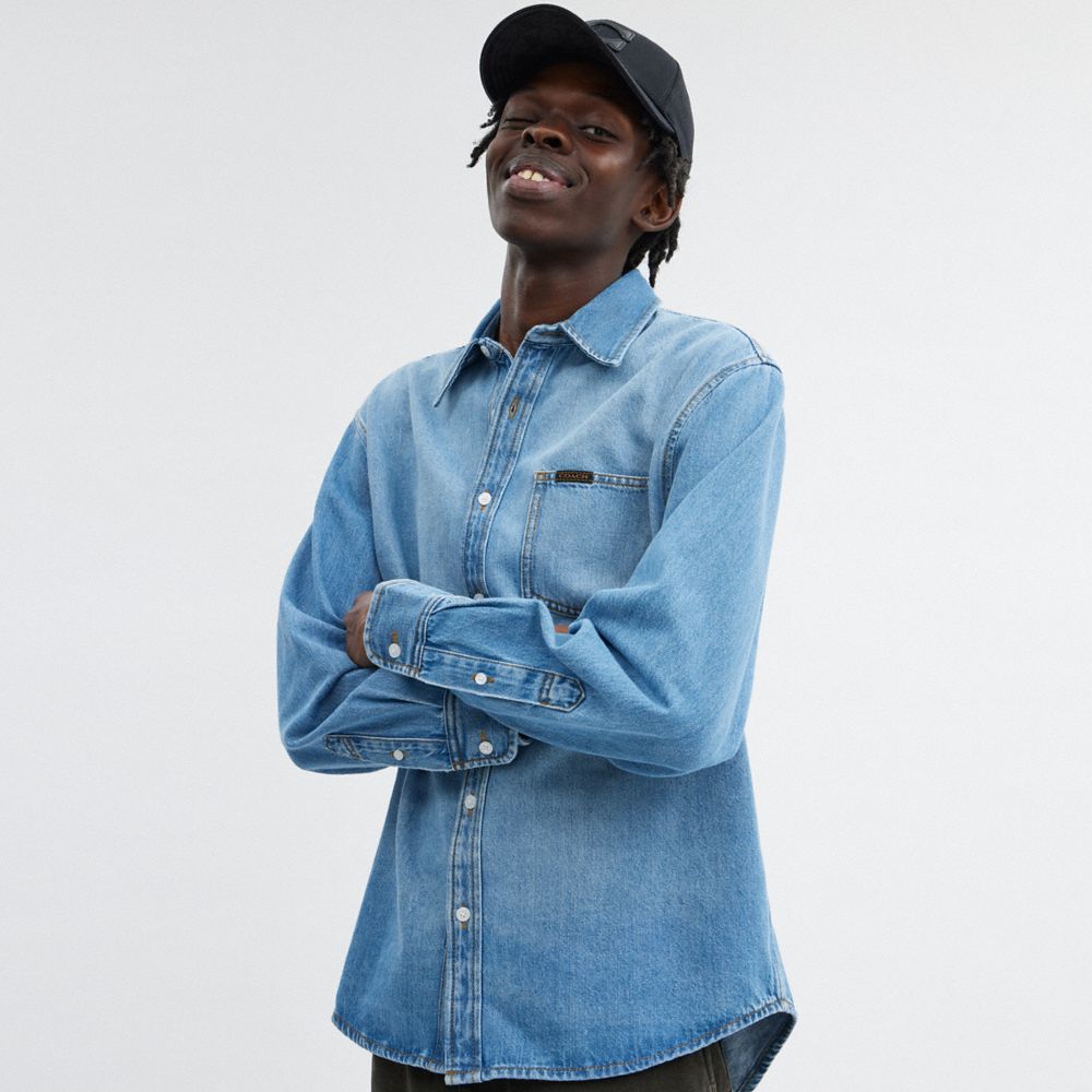 Blue Men Coach Denim Shirts | MY_CH65132