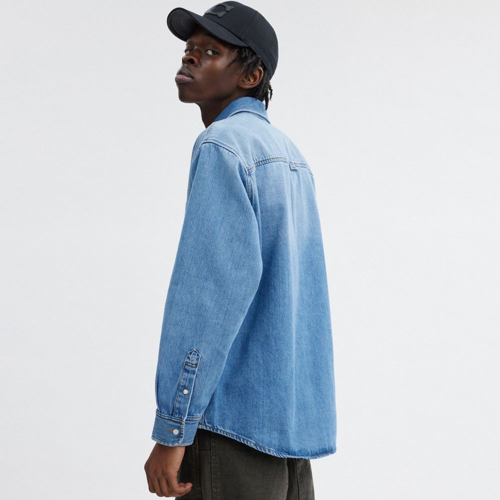 Blue Men Coach Denim Shirts | MY_CH65132