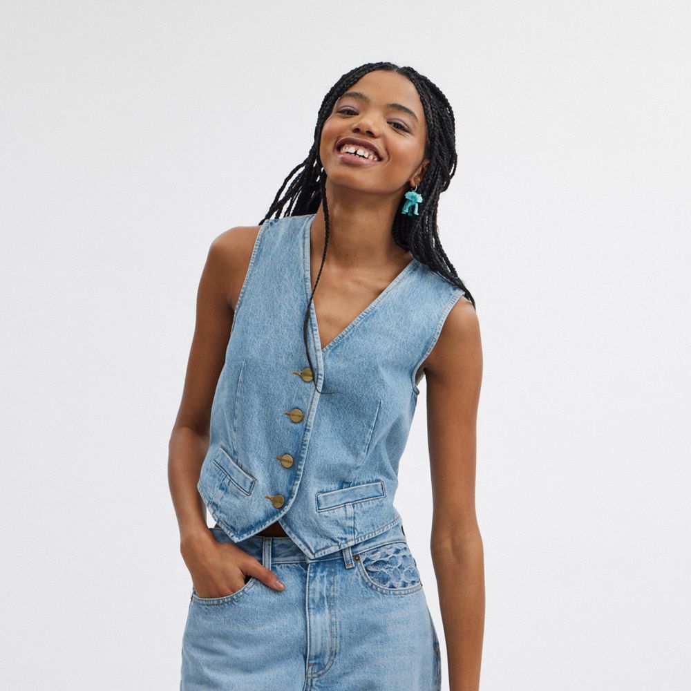 Blue Women Coach Denim In Organic Cotton Tops | MY_CH57137