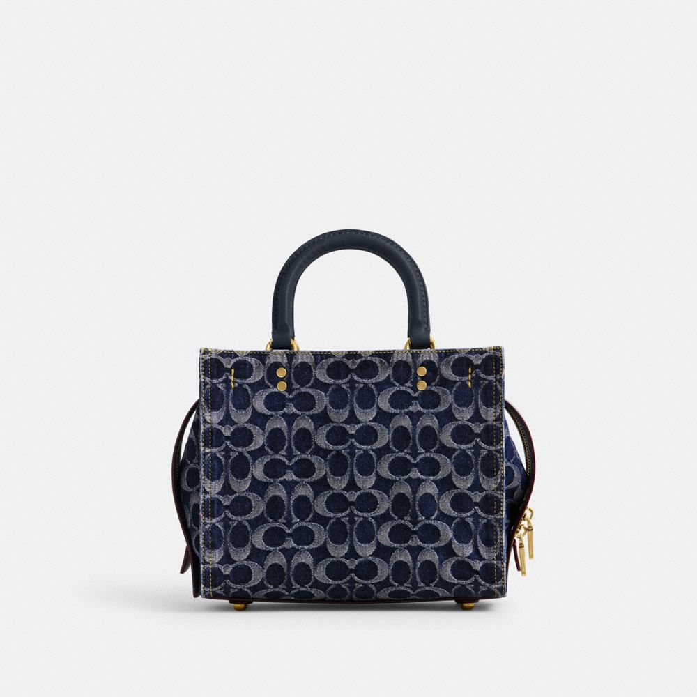 Blue Women Coach Rogue 25 In Signature Denim Brass Handbag | MY_CH48442