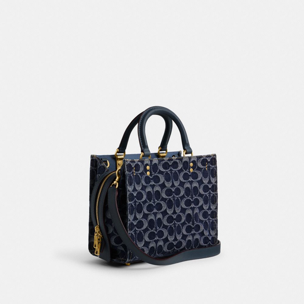 Blue Women Coach Rogue 25 In Signature Denim Brass Handbag | MY_CH48442