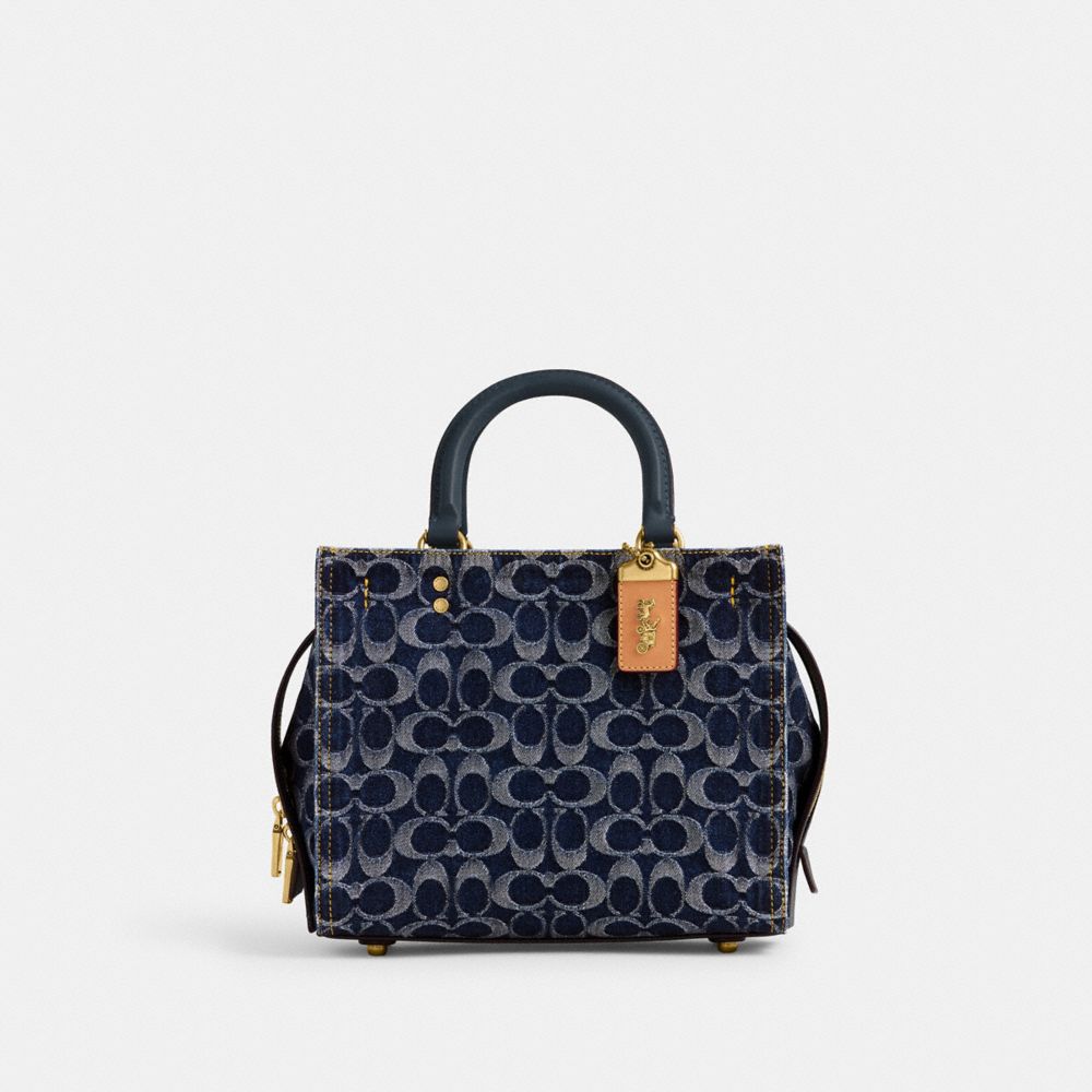 Blue Women Coach Rogue 25 In Signature Denim Brass Handbag | MY_CH48442