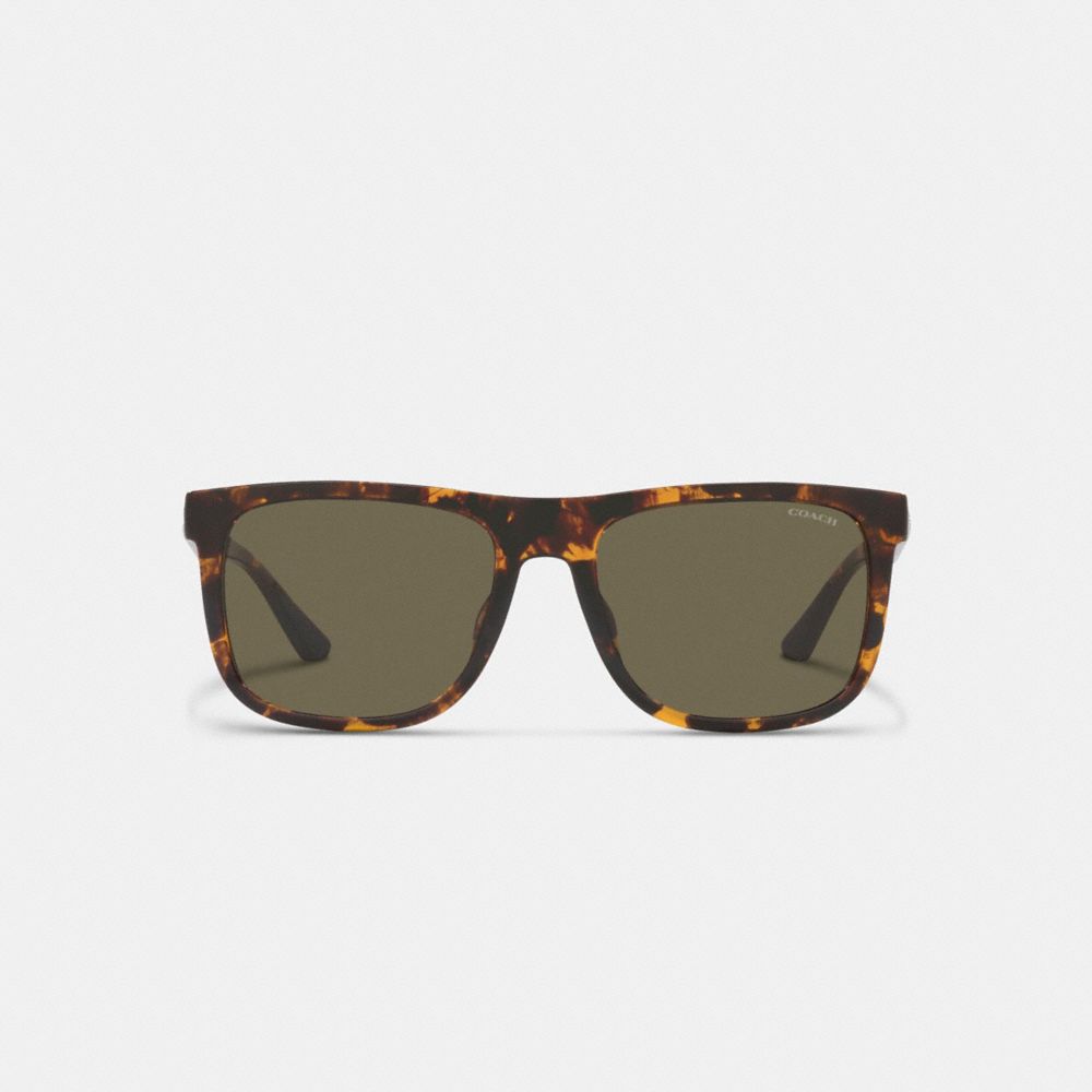 Brown Men Coach Beveled Signature Flat Top Square Sunglasses | MY_CH37576